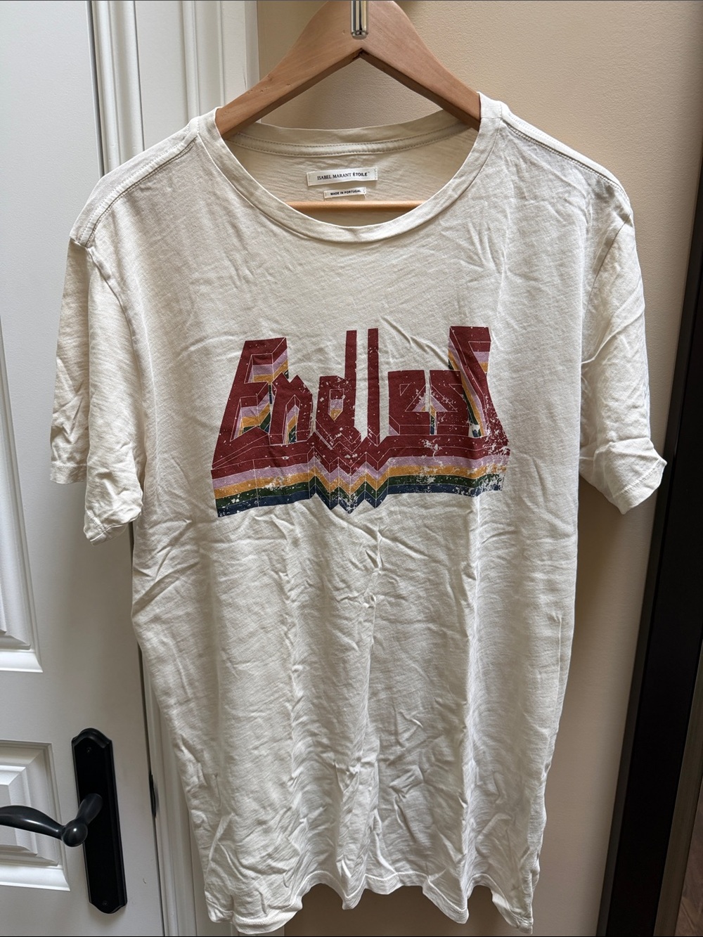 Isabel Marant Cream Tee with Red Retro 'Endless' Graphic